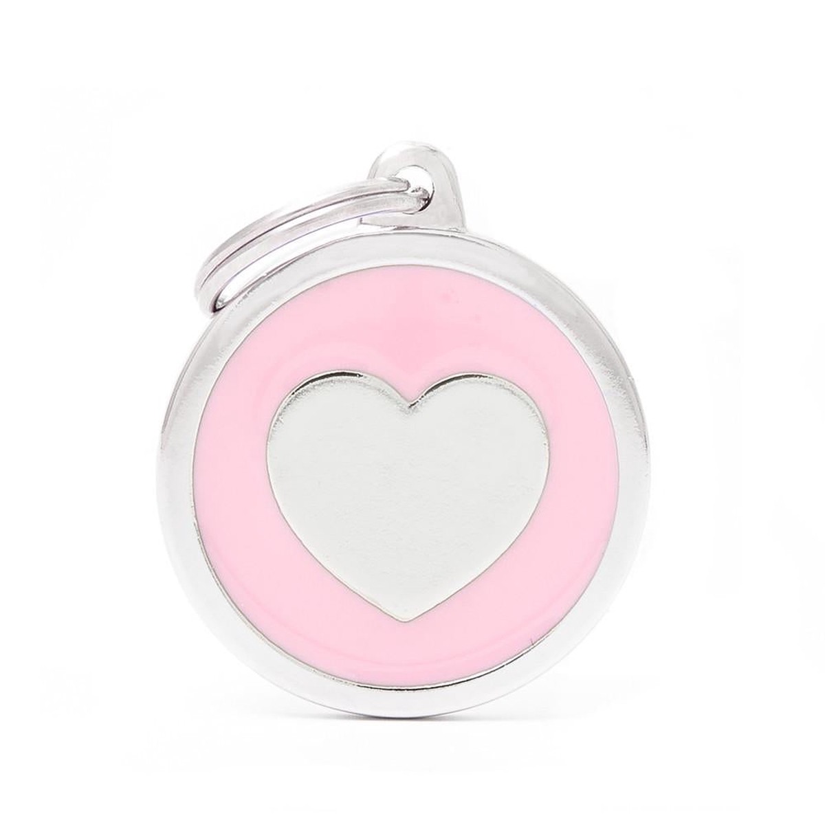 MyFamily Classic Circle Heart Pet ID Tag, Pink