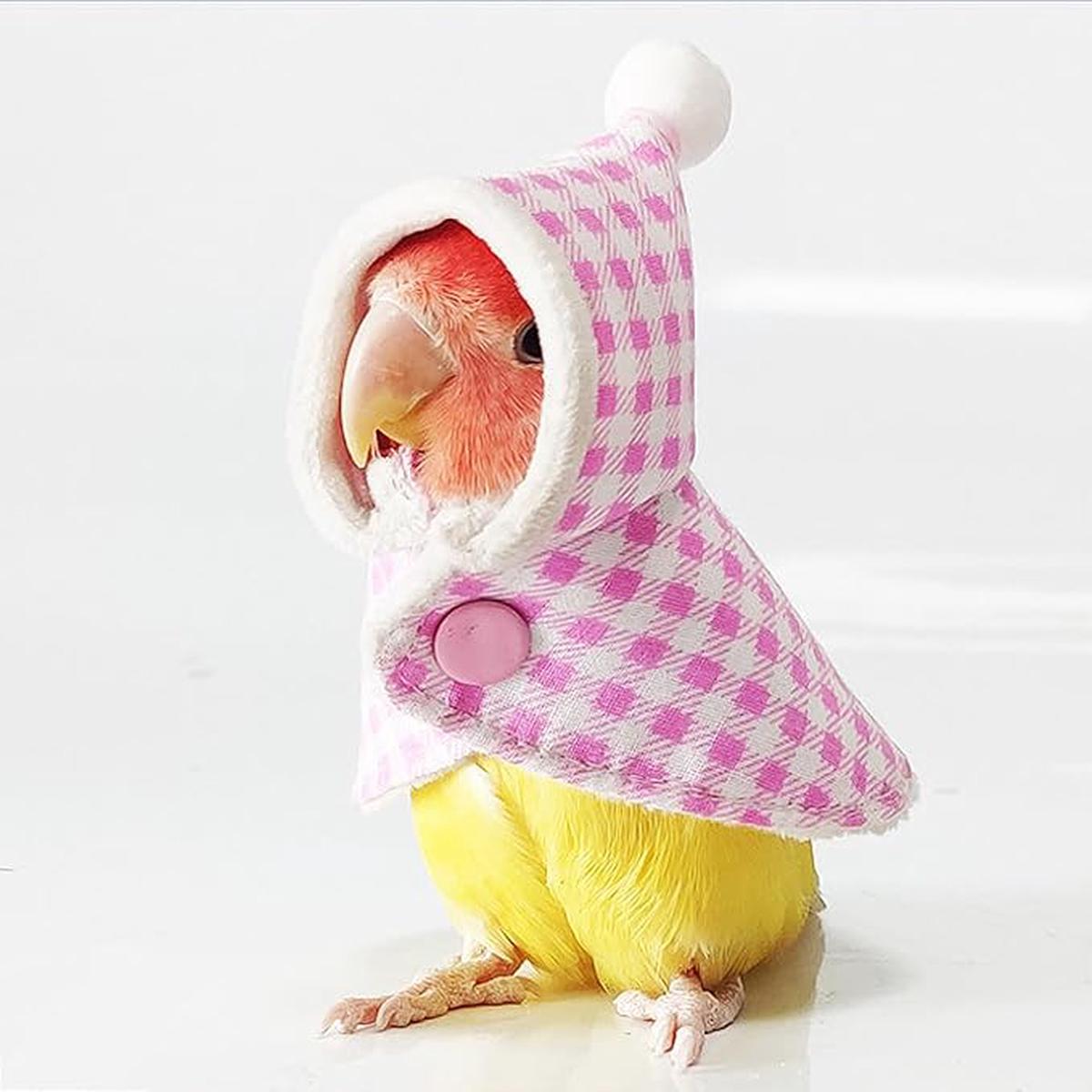 Cute Bird Costume Pink ,Parrot Cloak Cosplay Outfit for Budgerigar, Cockatiel, Love Birds & Small Parrots