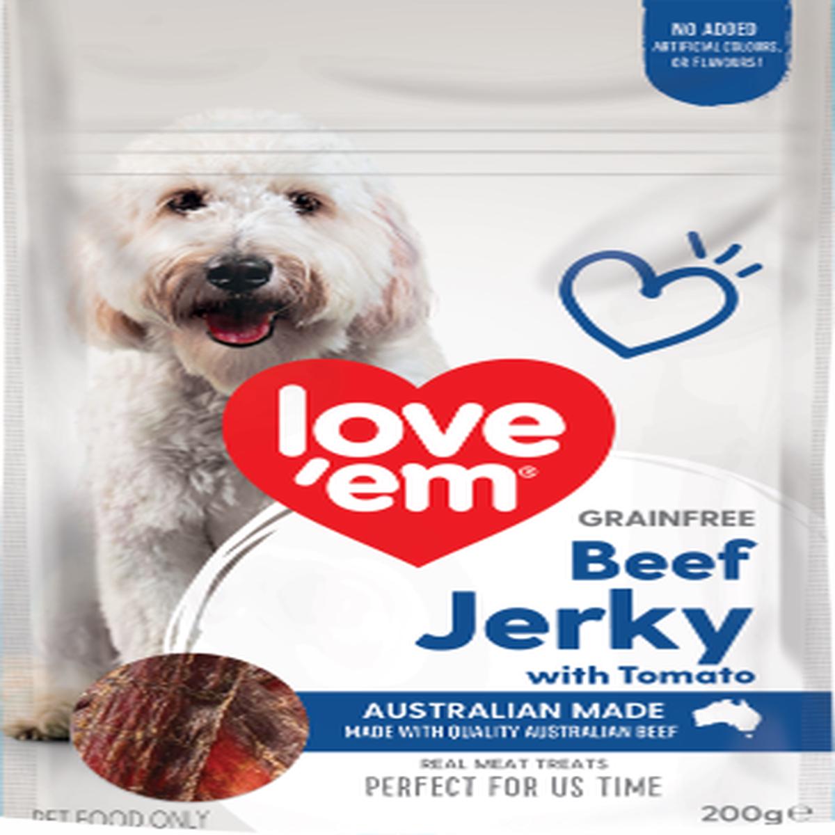 Love'em Beef Jerky With Tomato Dog Treats 200g