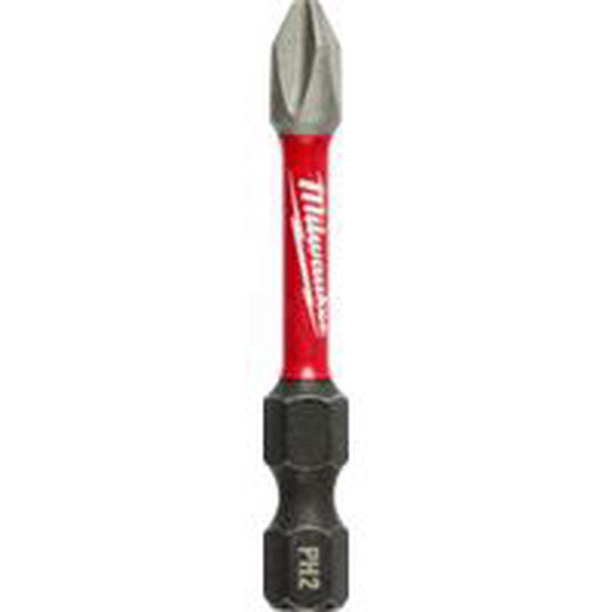 Milwaukee SHOCKWAVE Power Bit #2 Drive Phillips, 1/4 in Shank, 2 in L, Steel, 1/PK